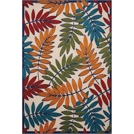 Homeroots 4 x 6 ft. Multi Color Leaves Indoor & Outdoor Area Rug 384941